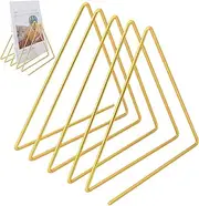 Triangle Metal Vinyl Record Stand, File Organizer Rack | Bookshelf and Newspaper Holder, Art Desktop Storage | Durable Organizer for Vinyl Records, Books, Folders, and Documents, Perfect for Home