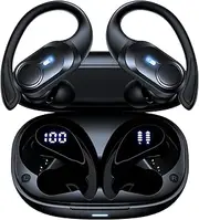 Wireless Earbuds Bluetooth Headphones 70hrs Playback Ear Buds IPX7 Waterproof Wireless Charging Case & Dual Power Display Over-Ear Stereo Bass Earphones with Earhooks for Sports/Workout/Running