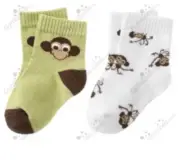 Gymboree Monkey Trouble 2 Pack size 0-3 m Socks NWT