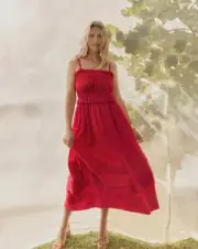 Sussan Red Midi Dress, Sz 14, New with Tags RRP $110 Adjustable Straps Christmas