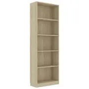vidaXL 5-Tier Book Cabinet Sonoma Oak Engineered Wood Storage Bookcase Stand
