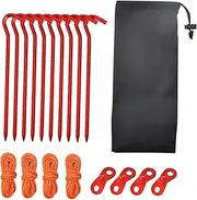 Toyvian 1Set Professional Tent Pegs Kit with Storage Bag Durable Aluminum Stakes Corrosion Design for Camping Hiking and Outdoor Activities Easy to Use Sturdy Ground Pegs
