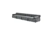 Foret 4 Seater Sofa Modular Arm Seat Tufted Velvet Lounge Couch Chaise Dark Grey