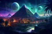 Cyber Pyramids Egypt, UV tapestry, Blacklight Reactive, Psychedelic Wall Hanging