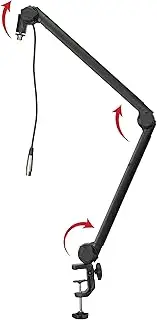 Gator Frameworks Deluxe Desk-Mounted Broadcast Microphone Boom Stand For Podcasts & Recording; Integrated XLR Cable (GFWBCBM3000)