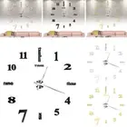 DIY Wall Clock Frameless Mute Digital Wall Clock Non Ticking 3D Mirror gydvG
