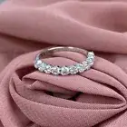1 Carat Round Lab Grown Diamond Wedding Band Half Eternity Stacking Ring 14k