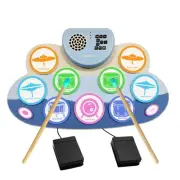 Electronic Drum Set, Roll Up Drum Practice Pad with Headphone Jack Built-in S...