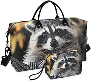 [YXYZRMY] Raccoon Branch Closeup Travel Duffel Bag Gym Bag Sports Tote Bag with Multiple Interior Pockets Shoulder Weekender Bag for Women Men with Toiletry Bag 20.5”x 7.9”x 13.8”, Multi-Colored, one