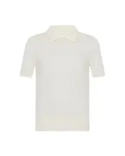 THEO The Label Nomia Short Sleeve Polo Tee in Ivory at Nordstrom, Size Small