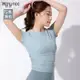 Wmuncc 新款透氣速乾運動短袖女 緊身短版冰絲瑜伽T恤跑步上衣女