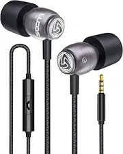 LUDOS Clamor Wired Earbuds with Microphone in-Ear Headphones - Wired Earphones with Microphone & Call Control, Noise Isolating Memory Foam, Tangle-Free Cord for iPhone, iPad, Computer, Laptop