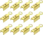 uxcell 200 Pcs Fold Over Cord Ends, 10.2x2.5mm Ribbon Crimp Ends Cap, Clasp Tips for Leather Craft Jewelry Making DIY (Gold)