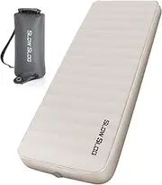 Self-Inflating Sleeping Mats for Camping 4in Ultra-Thick Foam Sleeping Pad Inflatable Camping Mattress with Pump Sack, Portable Camping Pad for 4-Season, Cream