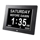 8" Digital LCD Day Clock 8 Alarm Time Office Wall Date Calendar Dementia Week