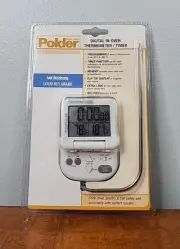 Polder Thermometer #362-90 Digital In-Oven Probe Thermometer/Timer White New