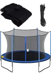 Cliselda Trampoline Replacement Net 12ft 6 pole, Black Blue