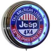 16" Jeep 4x4 The American Legend Neon Clock Garage Man Cave Decor (Blue)