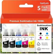 Nalifystic 5 Pack 500 ml Sublimation Ink Refill Pack for ET-2400 ET-2720 ET-2800 ET-2803 ET-2760 Inkjet Printers (Autofill/Upgrade Version/ICC Free)