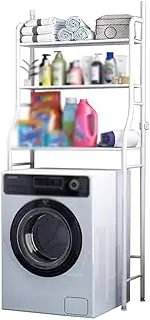 Bathroom Storage Rack, Three Layers of Washer and Dryer Storage Rack for Hanging Clothes and Towels, Metal freestanding Drying Rack 25cmW x 68cmD x 163cmH, White