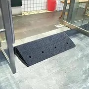 Threshold Ramp, Durable Solid Rubber Rubber Threshold Ramp, 4" Rise Threshold Ramp Doorway 3 Channels Cord Cover Rubber Solid Threshold Ramp for Wheelchair and Scooter Black