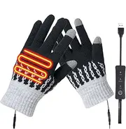 [WUISOLQP] Heated Gloves for Cycling Hands Warm and Functional Polyester Thermal Gloves for Cold Electric Heated Gloves, Black, 3 Levels
