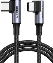 UGREEN 100W USB C to USB C Charger Cable 90 Degree, PD Fast Charging Cord for iPhone 16 Pro Max/15, MacBook Pro, iPad Pro 2024, Huawei Matebook, Chromebook, Pixel, Galaxy S24 S23, Switch, 0.5M