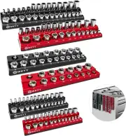 Magnetic Socket Organizer Set, 6-Piece Socket Holder Set, 1/4", 3/8", 1/2" Drive