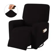 Recliner Stretch Sofa Slipcover Sofa Cover 4-Pieces Furniture Protector Couch Soft-Black