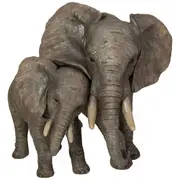 Northcote Pottery Elephant Mum+Baby Resin Statue Garden Ornament Decor 30cm