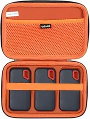 Hard Case for SanDisk 500GB / 250GB / 1TB / 2TB Extreme Portable SSD (Black+Orange, Case for 3 Hard Drives)