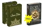 BICYCLE Playing Cards, 3 decks: 2 Green Ochre + 1 new Deck Asteroid for FREE