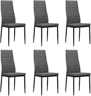 [vidaXL] Contemporary Dining Chairs Set of 6 - Light Grey - Upholstered with Durable Polyester Fabric - Steel Frame - Easy Assembly