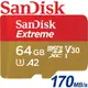 【公司貨】SanDisk 64GB Extreme microSDXC TF U3 UHS-I A2 記憶卡