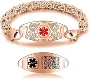 [Theluckytag] Medical Alert Bracelets with QR Code for Men & Women Formis Business Attire - Titanium Steel Wristband Fits Wrists Up To 8 inches - More Space Custom Emergency Medical ID Information