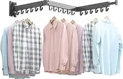 BOQORAD Clothes Drying Rack Wall Mounted,Drying Rack Clothing,Laundry Drying Rack Wall Mount,Collapsible Drying Racks for Laundry,Retractable,Foldable,Clothes Dryer Rack(Black-J Type Hooks)