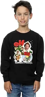 [Absolute Cult] Elf Boys Buddy Collage Sweatshirt Black 12-13 years, Black, 12-13 Years