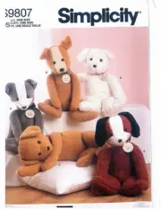 Simplicity 9807 24 In Stuffed Animals Plush Posable Pups Dogs Sewing Pattern