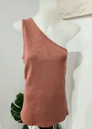 Decjuba One Shoulder Burnt Orange Top Size Large