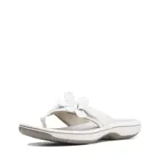 Clarks Women's Brinkley Flora Cloudsteppers Flip-Flop, White Synthetic, 7 7