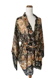 SPELL Mystic Short Robe Kimono S/M Nightfall Lurex