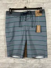 Patagonia Mens Hydropeak Boardshorts 21in Stranded Stripe Plume Grey SZ 30 New