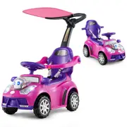 Babyjoy 3-in-1 Baby Push Car Stroller Sliding Walking Car w/Horn & Music Kids Ride on Toy Pink