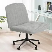 Advwin Armless Cross-Legged Desk Chair with Wheels Swivel Vanity Chair with Adjustable Height & Wide Seat for Home Office Study Bedroom Lounge, Grey