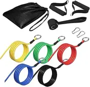 Resistance Bands with Handles Carabiners Equipment Fitness Stackable up to 150 lbs with Storage Bag Pull Ropes Exercise Bands