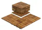 Bare Decor BARE-WF2009 Solid Teak Wood Interlocking Flooring Tiles (Pack of 1...