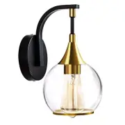 1-Light Wall Sconce Light, Black and Gold Bathroom Vanity Lights CLEAR GLASS