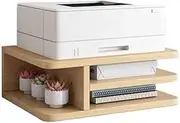 Printer Table Desktop Small Printer Stand Office Printer Shelf Heightening Shelf Can Put A4 Paper Multi-Layer Shelf Printer Shelf(Natural)