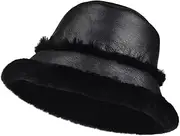 Harssidanzar Winter Fischerhüte für Männer und Frauen Lammfell Shearling Leder Warme Hüte Mützen Caps CU608EU