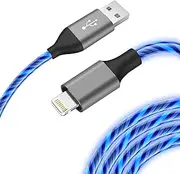 Light-Up iPhone Charger Cord, 6ft - LED iPhone Charging Cable [Apple MFi Certified] - Compatible with iPhone 14/13/12/11/XR/XS/X/8, iPad, AirPods, iPod, and More (Blue-2)